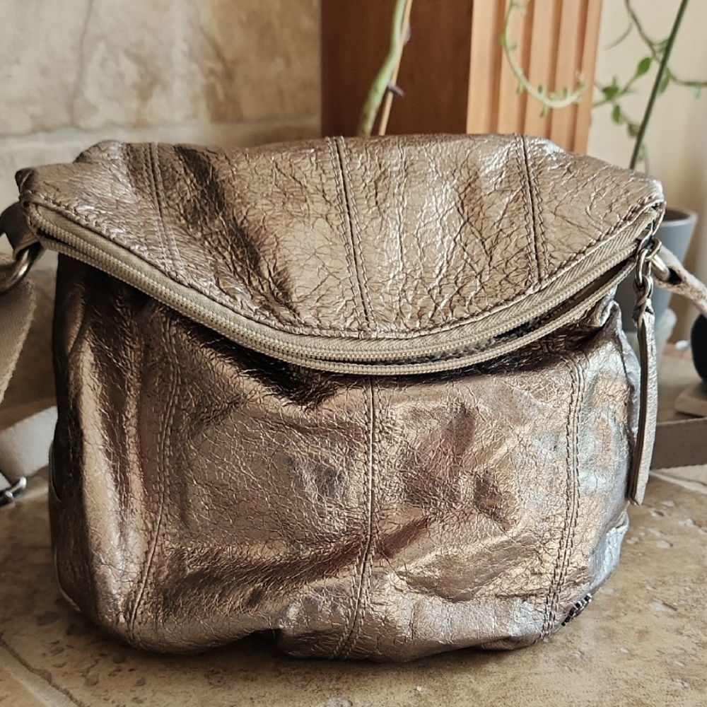The Sak Crushed Gold Metallic  Women's Crossbody Bag